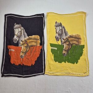 Lamont Vintage Pure Linen Tea Towels Set of 2 Horse Equestrian Made in Ireland
